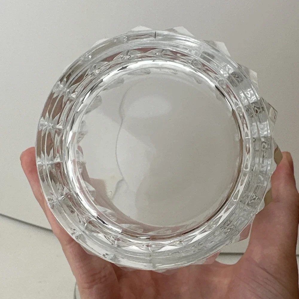Vintage French Crystal D'Arques Glass Ice Bucket Clear Chrome Handle 5